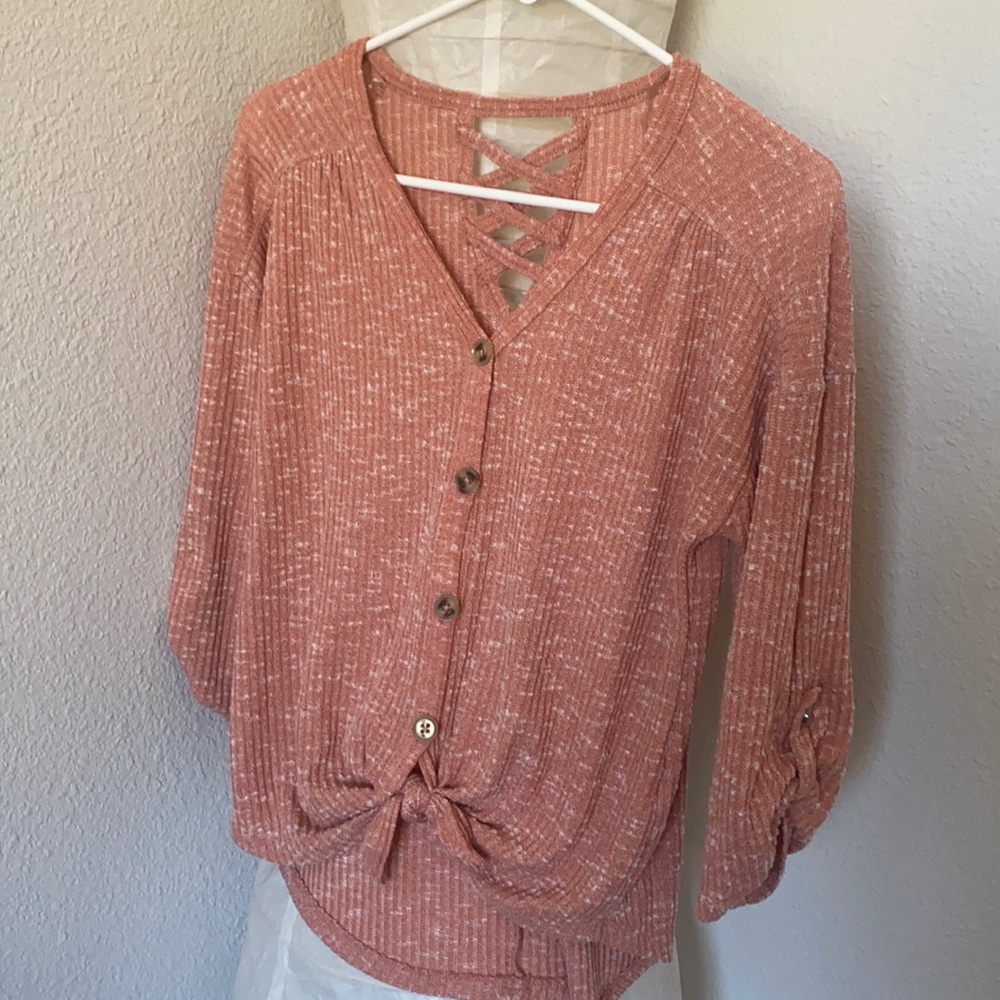 Half sleeve pink button up!